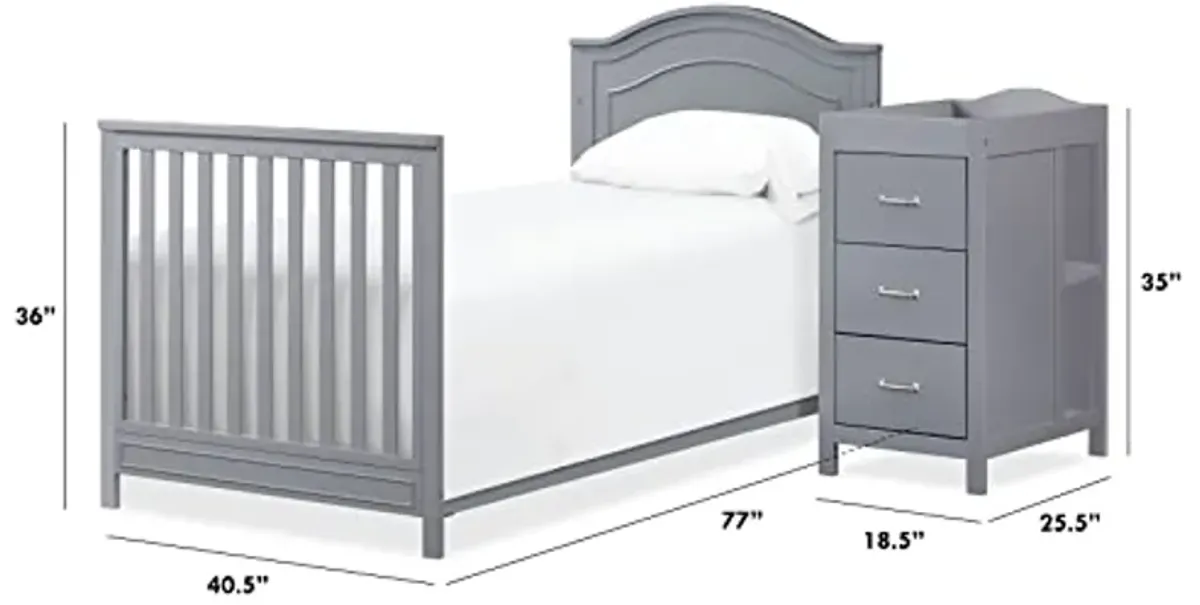 DaVinci Twin Size Conversion Kit (M12899) for Charlie Mini Crib and Changer Combo in Grey