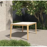 Amazonia Riso Rectangular Outdoor Dining Table | Teak Finish 100% FSC Eucalyptus | Ideal for Outdoors and Indoors (Big, White)