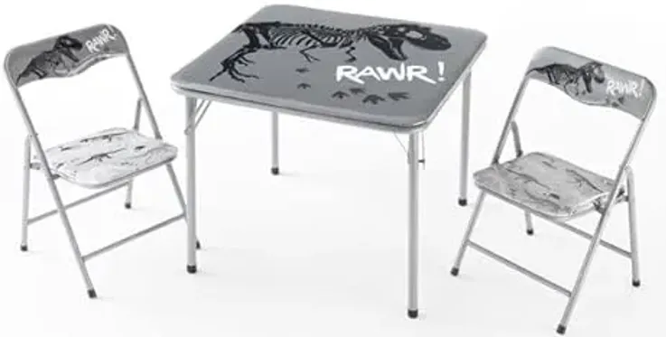 Heritage Kids Dinosaur 3 Piece Table and Chair Set, Grey