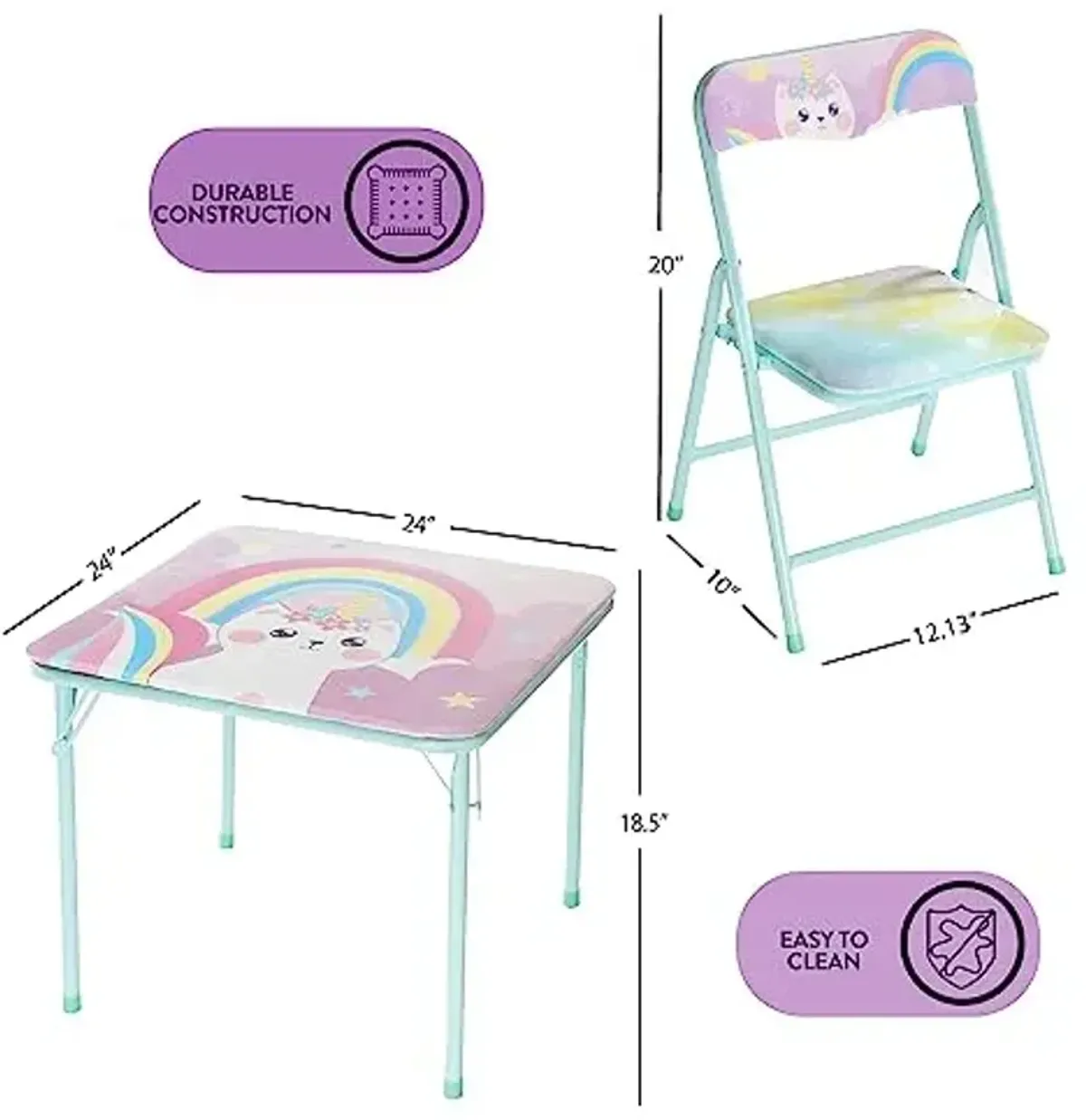 Heritage Kids Caticorn 3 Piece Table and Chair Set, Multicolor