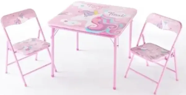 Heritage Kids Unicorn 3 Piece Table and Chair Set, Pink