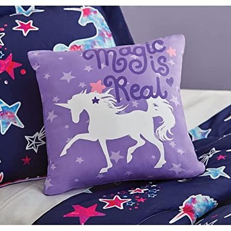 Heritage Kids 5 Piece Unicorn Glow in The Dark Comforter Set with Flashlight,Twin/Twin XL, Multicolor