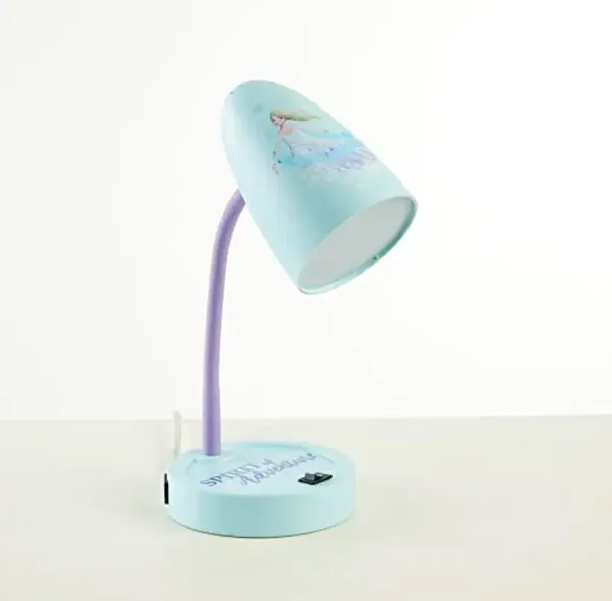 Idea Nuova Disney Frozen Switch Operated LED Task Table and Desk Lamp with Charging Outlet