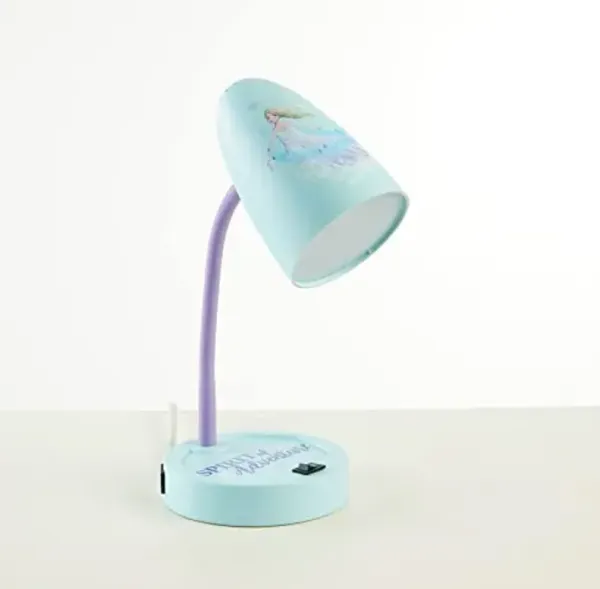 Idea Nuova Disney Frozen Switch Operated LED Task Table and Desk Lamp with Charging Outlet