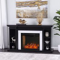 SEI Furniture Henstinger Smart Fireplace w/ Bookcase - Black