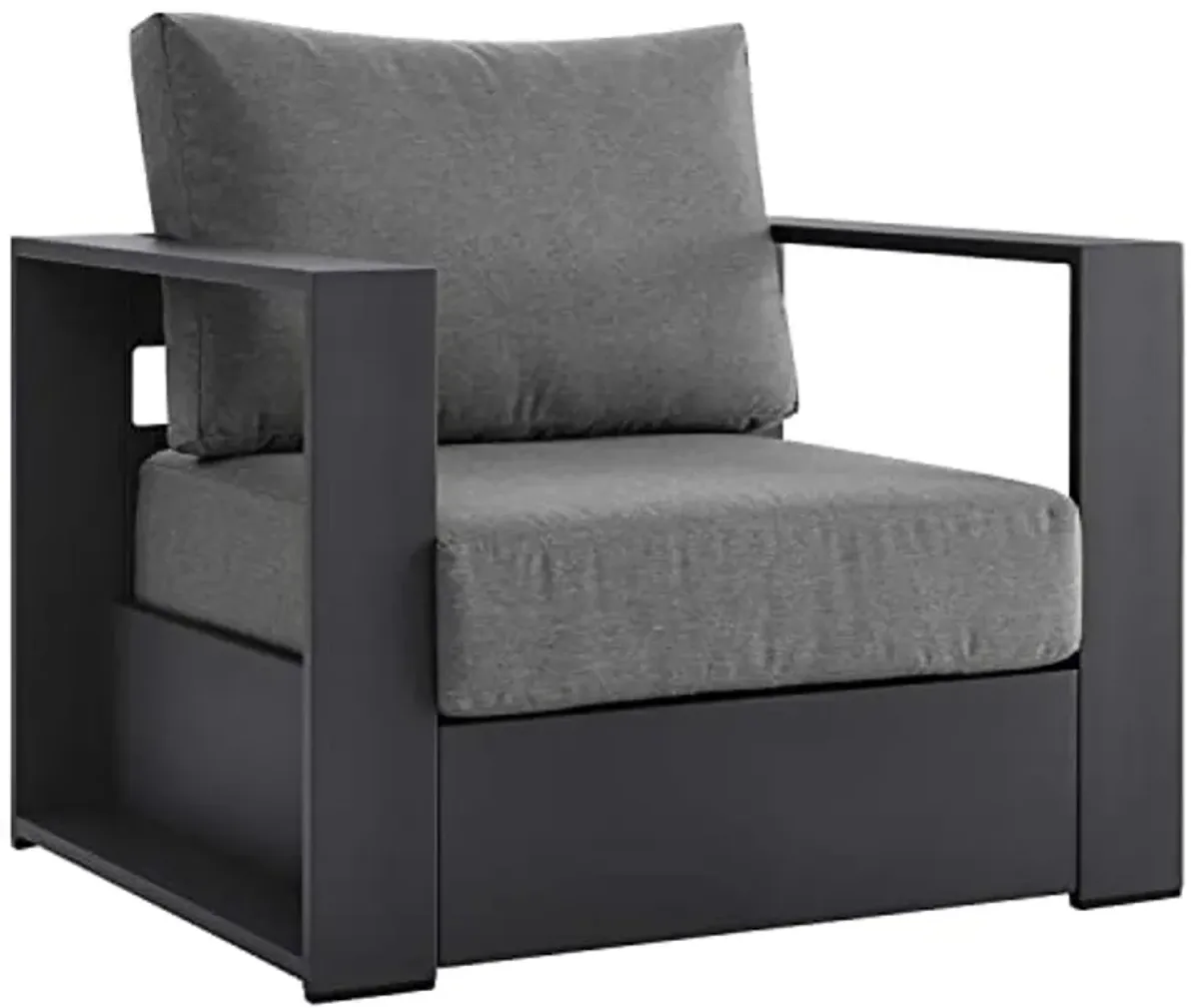 Modway Tahoe Fabric & Aluminum Outdoor Armchair in Charcoal/Gray (Set of 2)