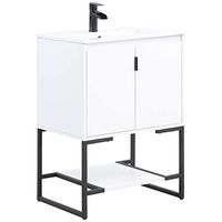Manhattan Comfort Scarsdale Bathroom Vanity Sink with Storage a Compartment and Open Lower Shelf, 24 Inch, White