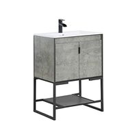 Manhattan Comfort Scarsdale Bathroom Vanity Sink with Storage a Compartment and Open Lower Shelf, 24 Inch, Grey