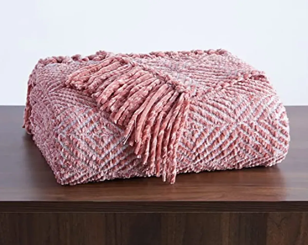 Tahari Home - Throw Blanket, Soft & Cozy Bedding, Stylish Home Decor for Bed or Couch (Allie Pink, 50" x 60")