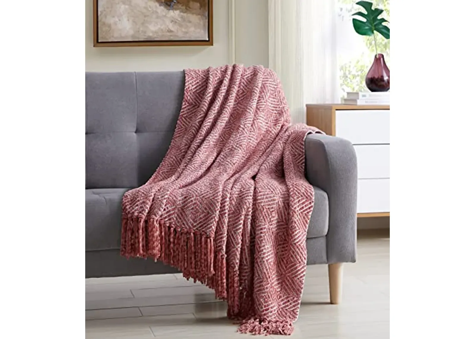 Tahari Home - Throw Blanket, Soft & Cozy Bedding, Stylish Home Decor for Bed or Couch (Allie Pink, 50" x 60")