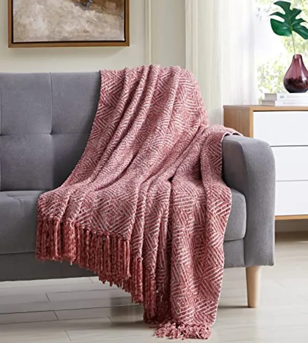 Tahari Home - Throw Blanket, Soft & Cozy Bedding, Stylish Home Decor for Bed or Couch (Allie Pink, 50" x 60")