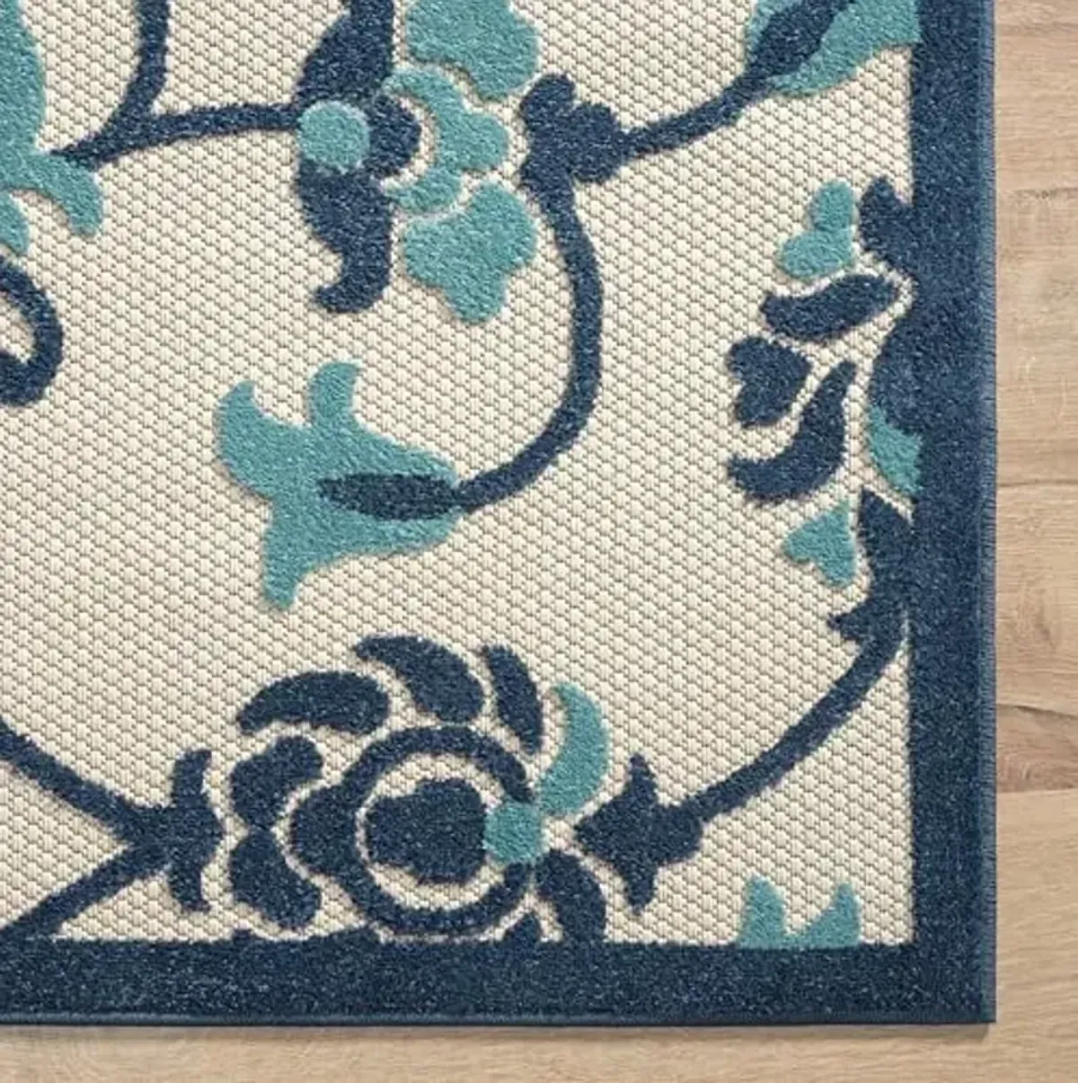 LR Home 2x3 Indoor/Outdoor Area Rug for Home Decor | Classic Floral Carpet Suitable for Living Room, Bedroom, Playroom, Patio, Garden | Durable Performance Farmhouse Rug | Blue/Multicolor