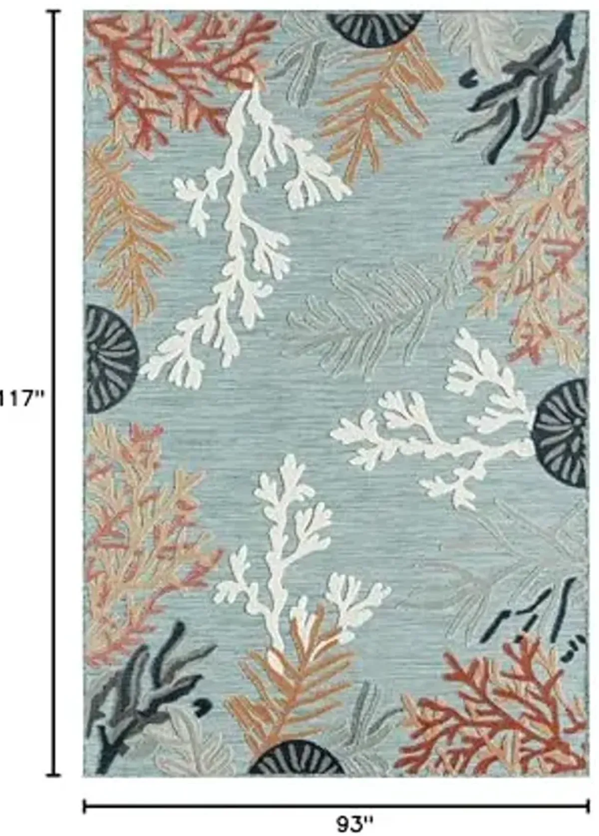 LR Home 8x10 Indoor/Outdoor Nautical Area Rug for Home Decor | Floral Farmhouse Large Size Carpet Suitable for Living Room, Bedroom, Playroom, Backyard, Patio, Garden | Aqua/Multicolor