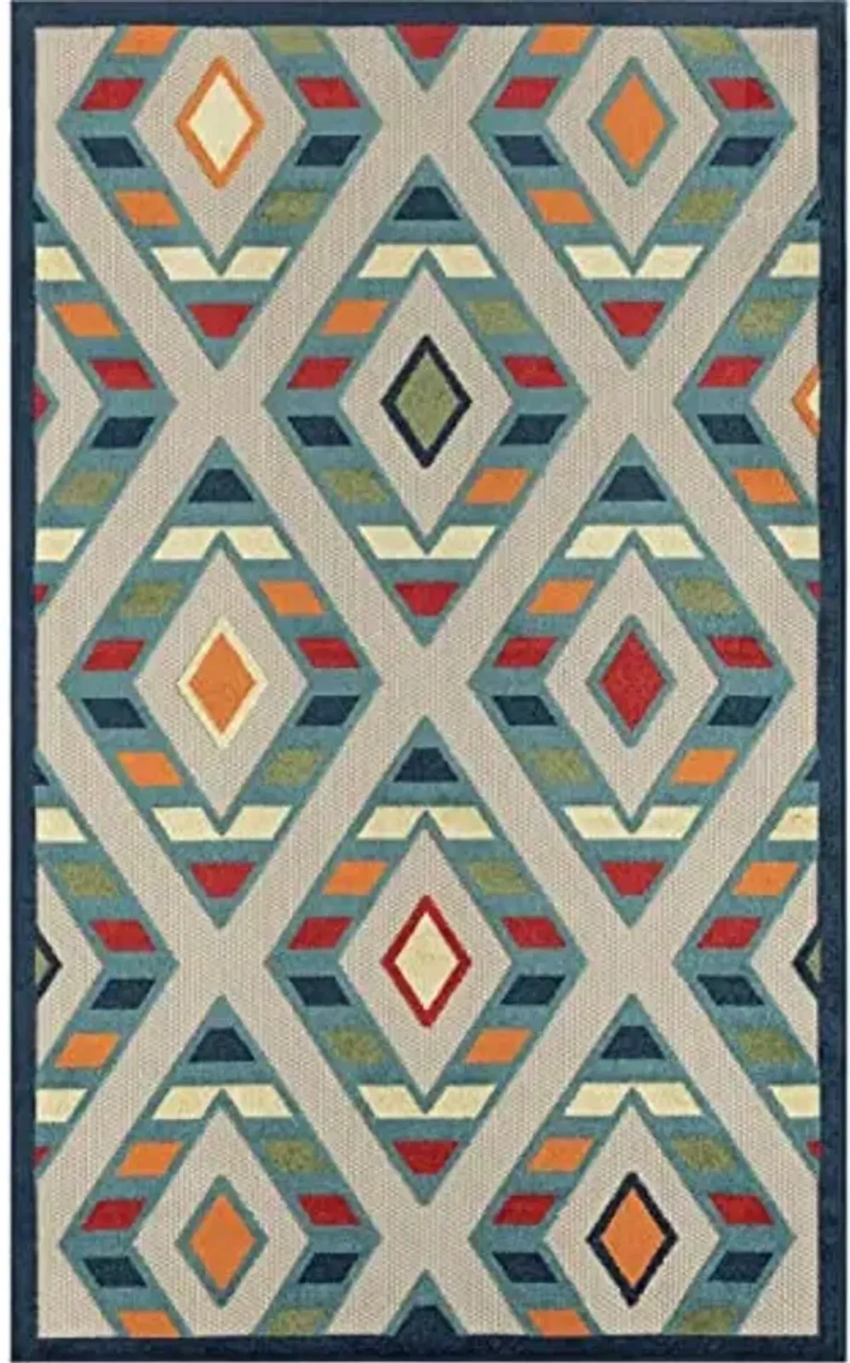 LR Home 2x3 Indoor/Outdoor Area Rug for Home Decor | Transitional Diamond Carpet Suitable for Living Room, Bedroom, Playroom, Patio, Garden | Durable Performance Farmhouse Rug | Gray/Multicolor