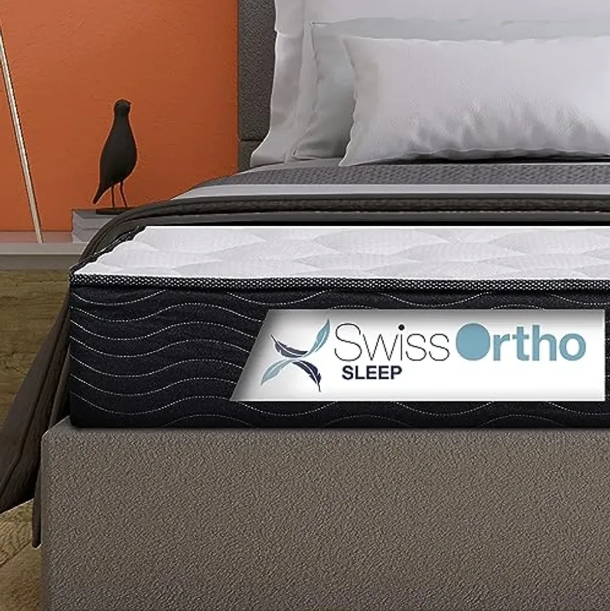 Swiss Ortho Sleep, 12" Inch Memory Foam and Innerspring Hybrid Medium-Firm Plush Mattress/Bed-in-a-Box/Pressure Relieving Bliss, Full White