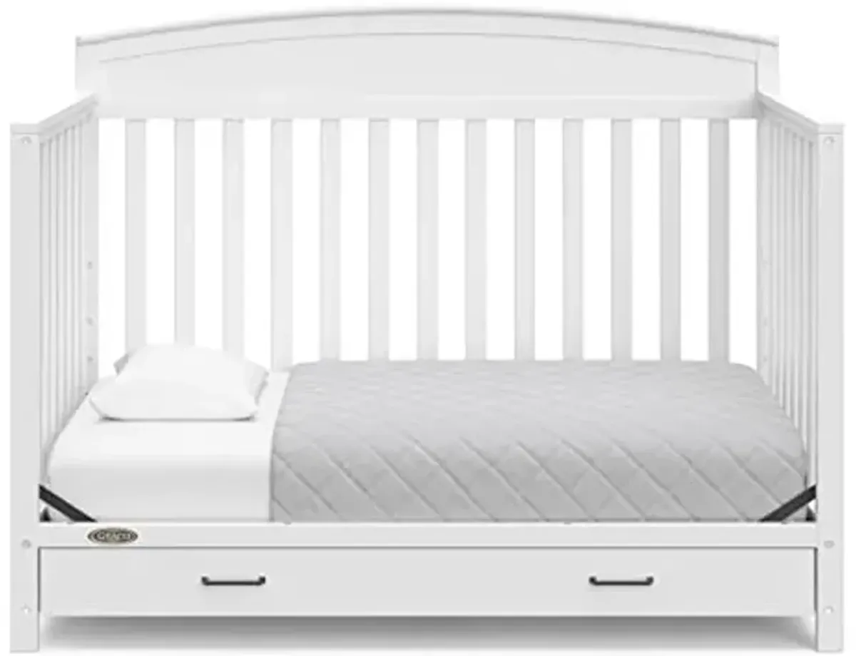 Graco Benton 5-in-1 Convertible Crib with Drawer (White) - Converts from Baby Crib to Toddler Bed, Daybed and Full-Size Bed, Fits Standard Full-Size Crib Mattress, Adjustable Mattress Support Base