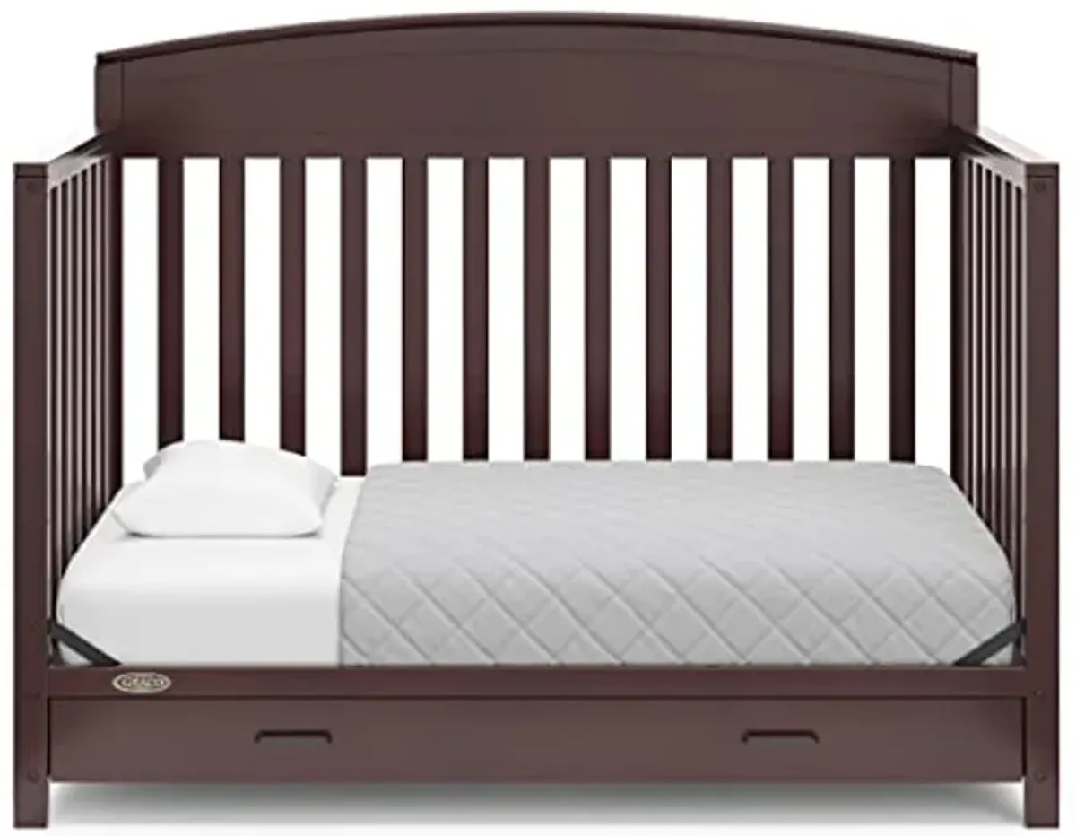 Graco Benton 5-in-1 Convertible Crib with Drawer (Espresso) - Converts from Baby Crib to Toddler Bed, Daybed and Full-Size Bed, Fits Standard Full-Size Crib Mattress, Adjustable Mattress Support Base