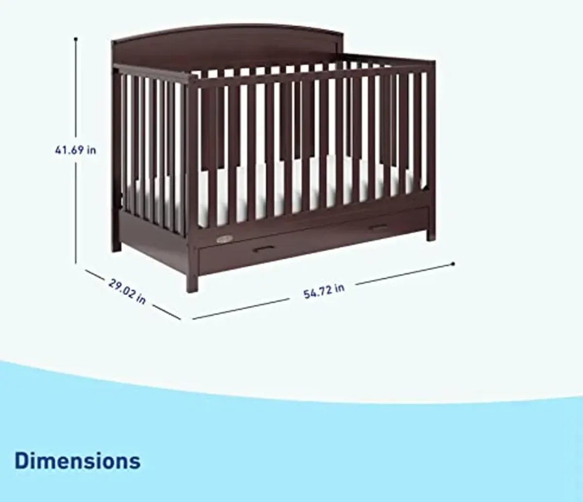 Graco Benton 5-in-1 Convertible Crib with Drawer (Espresso) - Converts from Baby Crib to Toddler Bed, Daybed and Full-Size Bed, Fits Standard Full-Size Crib Mattress, Adjustable Mattress Support Base