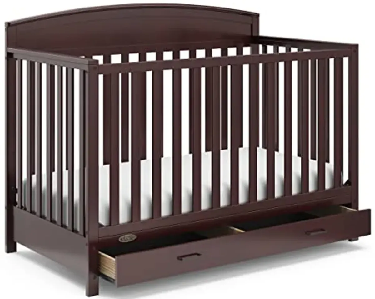 Graco Benton 5-in-1 Convertible Crib with Drawer (Espresso) - Converts from Baby Crib to Toddler Bed, Daybed and Full-Size Bed, Fits Standard Full-Size Crib Mattress, Adjustable Mattress Support Base