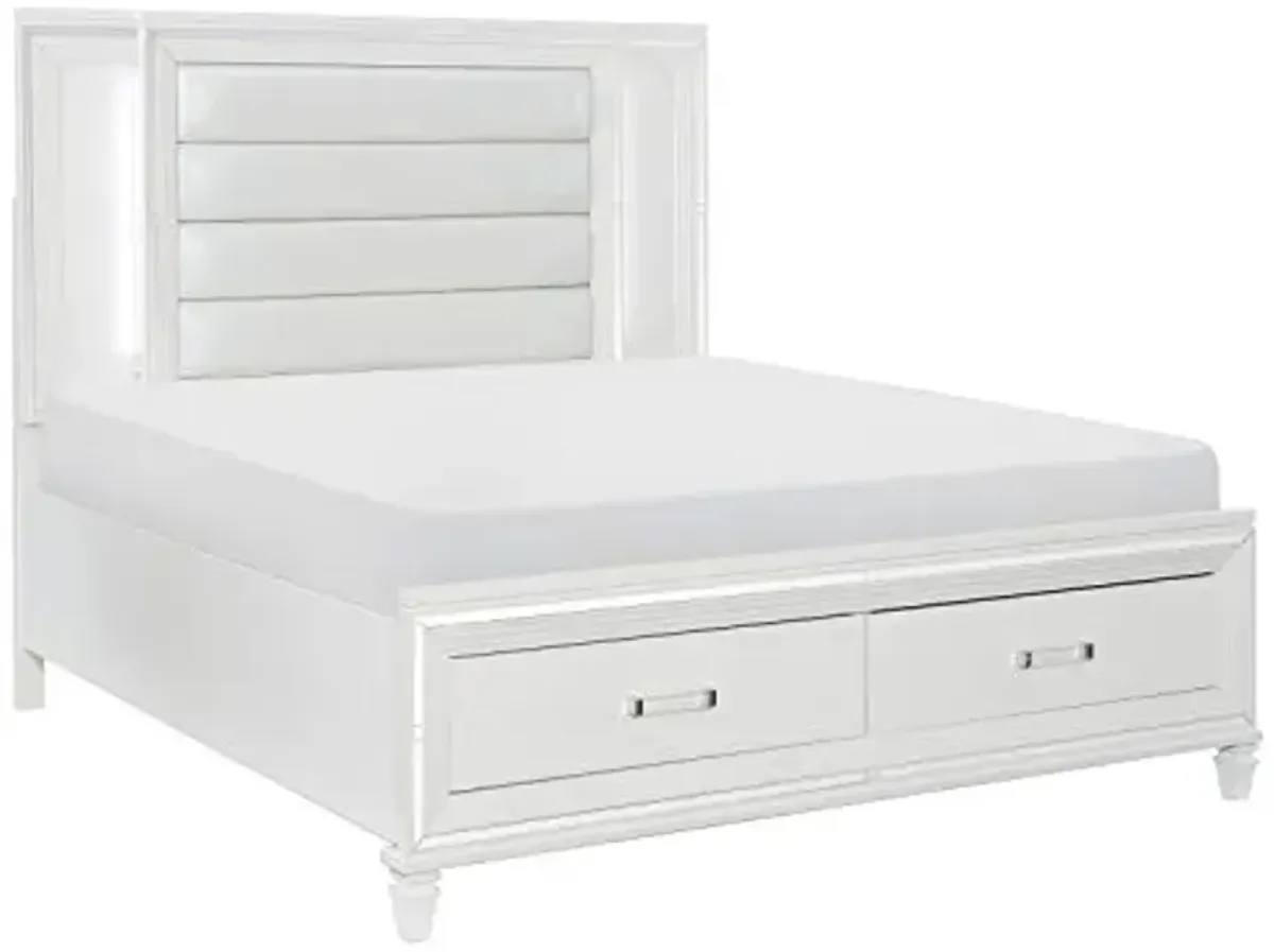 Lexicon Barrett Platform Bed with Footboard Storage, Queen, White
