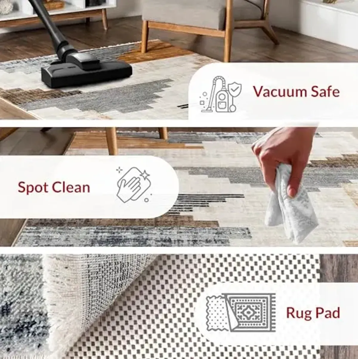 Nuloom Fringed Performance Vanita Navy/Ivory, 8' x 10'2", Abstract, Soft and Cozy, High Traffic, Stain Resistant, Easy Clean, Durable Area Rug for Bedroom, Living Room, Dining, Den, Foyer, Entryway