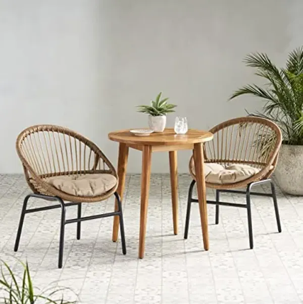 Christopher Knight Home Aldrich Dining Sets, Light Brown + Beige + Teak