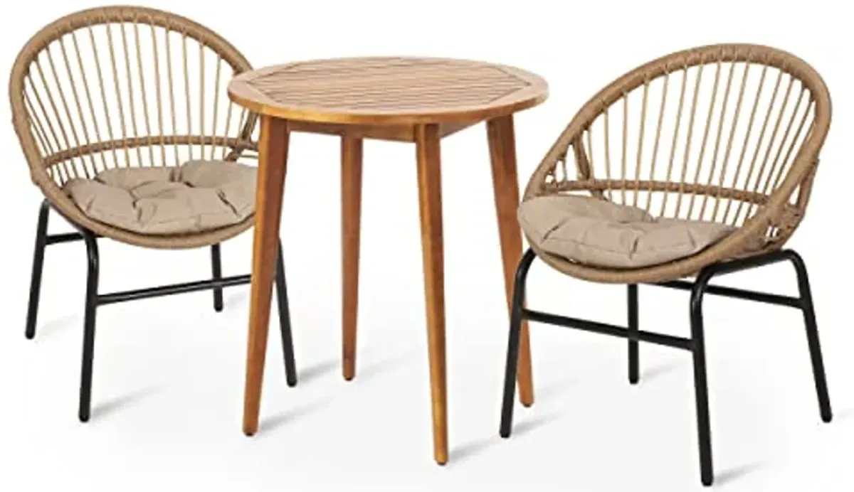 Christopher Knight Home Aldrich Dining Sets, Light Brown + Beige + Teak