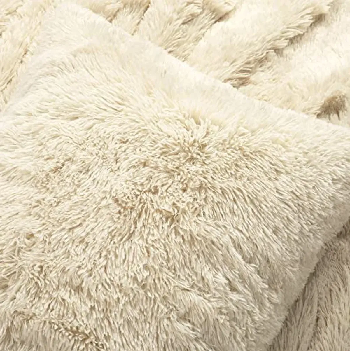 Lush Decor Emma Soft Fluffy Faux Fur Oversized Comforter Set, Full/Queen, Wheat - Warm Plush 3 Piece Bedding Set