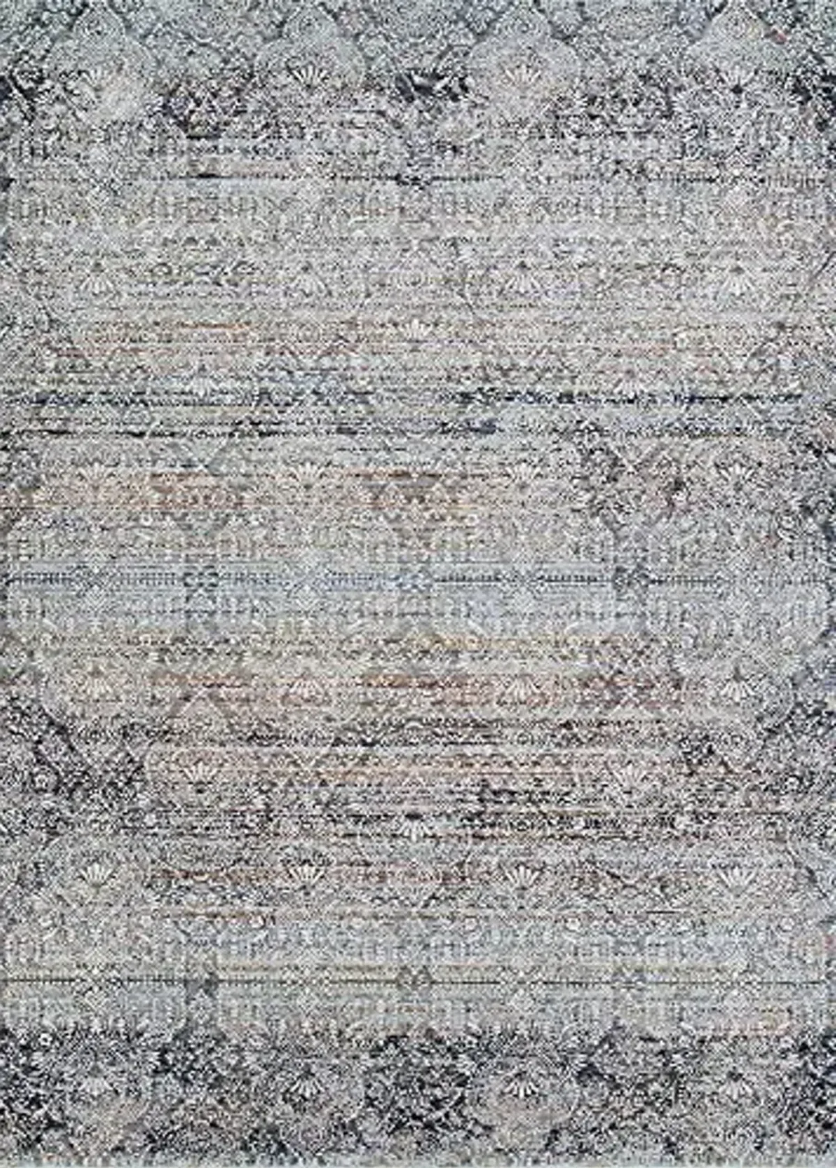 Couristan Luxor Indoor Area Rug - Barocco 2'7" x 12' Runner in Antique Beige and Pewter Grey, Floral Design with Fringed Edges, Medium Pile Home Decor for Living Room, Bedroom, and Dining Room