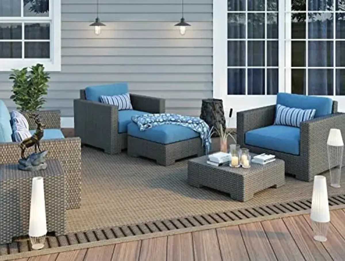 Couristan Recife Indoor Outdoor Rug - Wicker Stitch 8'6" Round in Cocoa Brown and Black, Hose Washable, Low Pile, Pet- Kid Friendly Home Decor for Living Room, Patio Furniture Set, Kitchen