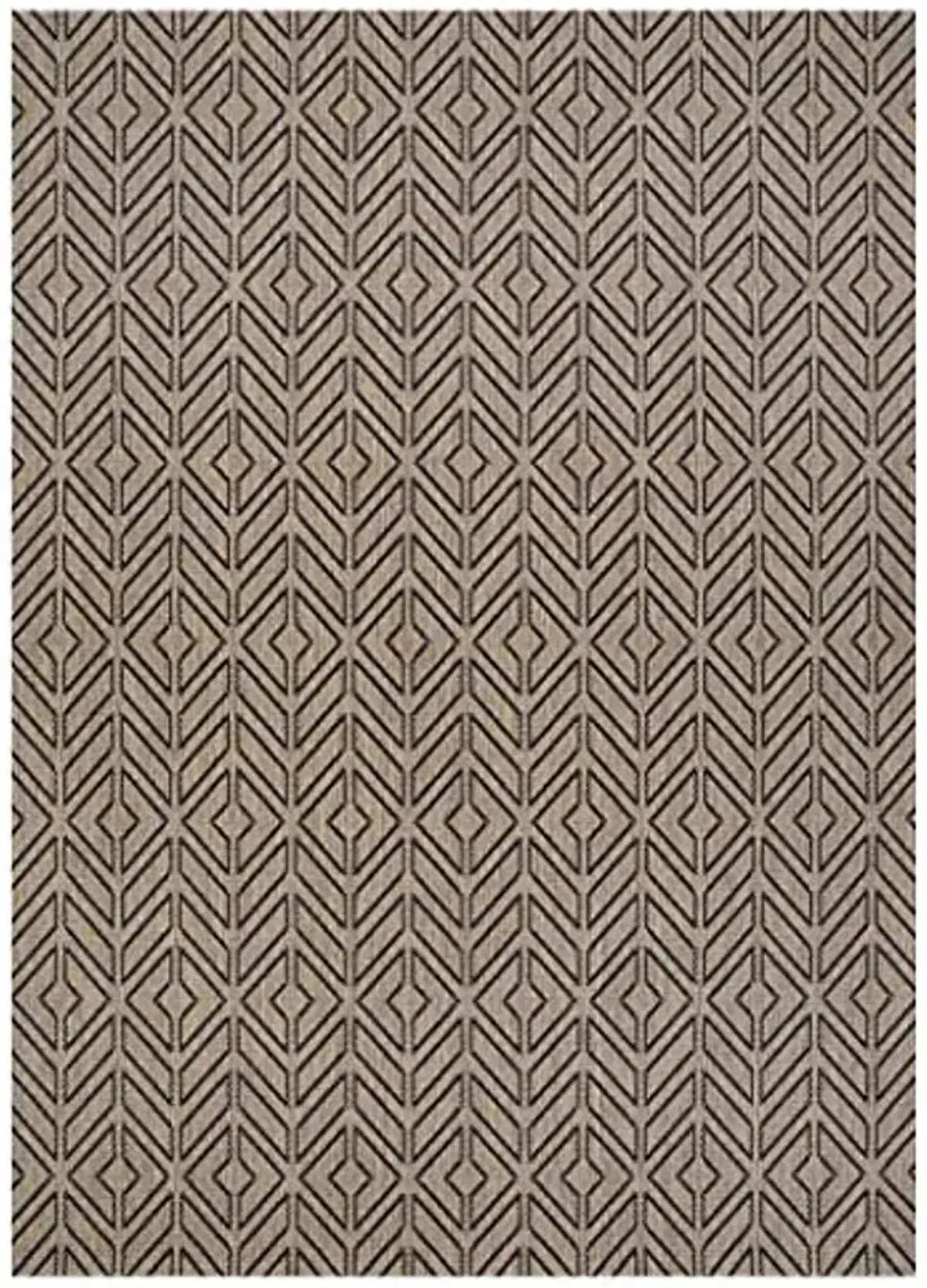Couristan Recife Outdoor Area Rug - Cabana Tile 5'10" X 9'2" Rectangle in Driftwood Brown and Black Color, Hose Washable, Pet Friendly, Patio and Home Decor