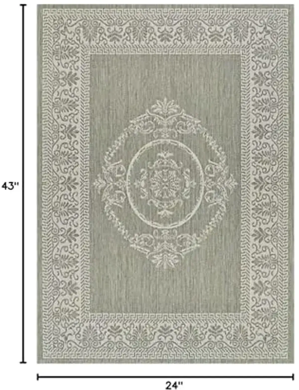 Couristan Recife Antique Medallion Indoor/Outdoor Area Rug, 2' x 3'7", Sage Leaf Green-Ivory