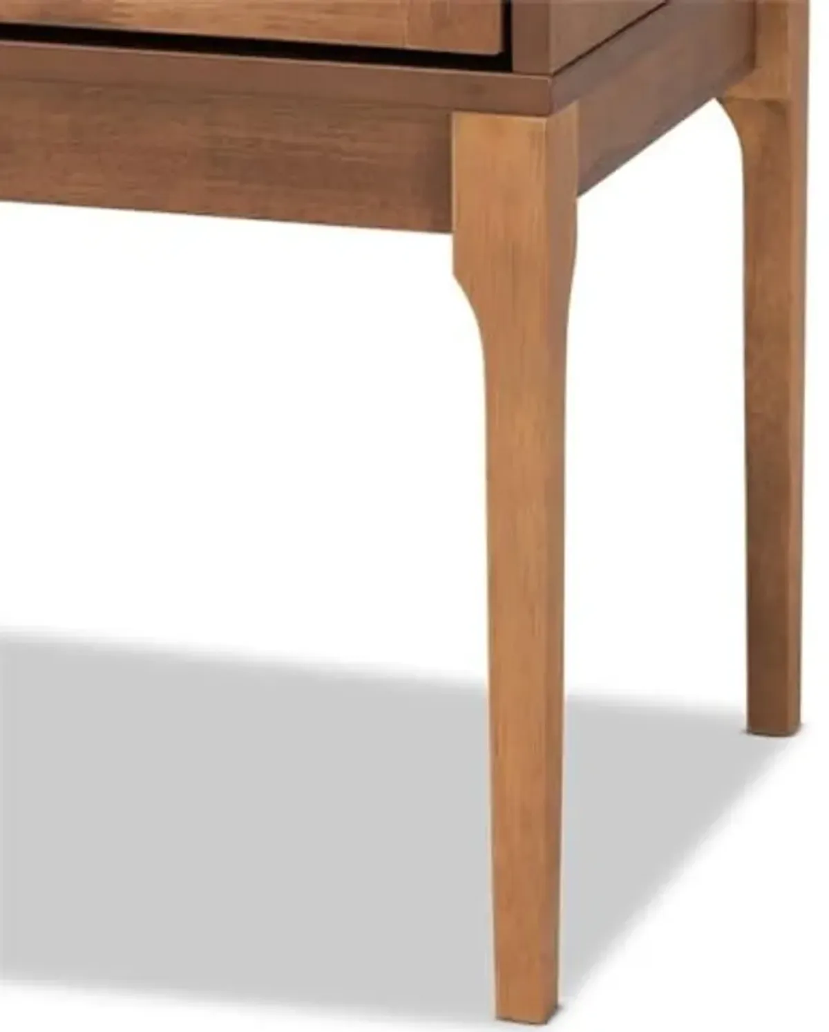 Baxton Studio Ramiel Mid-Century Modern Ash Walnut Finished Wood and Rattan 1-Drawer Nightstand