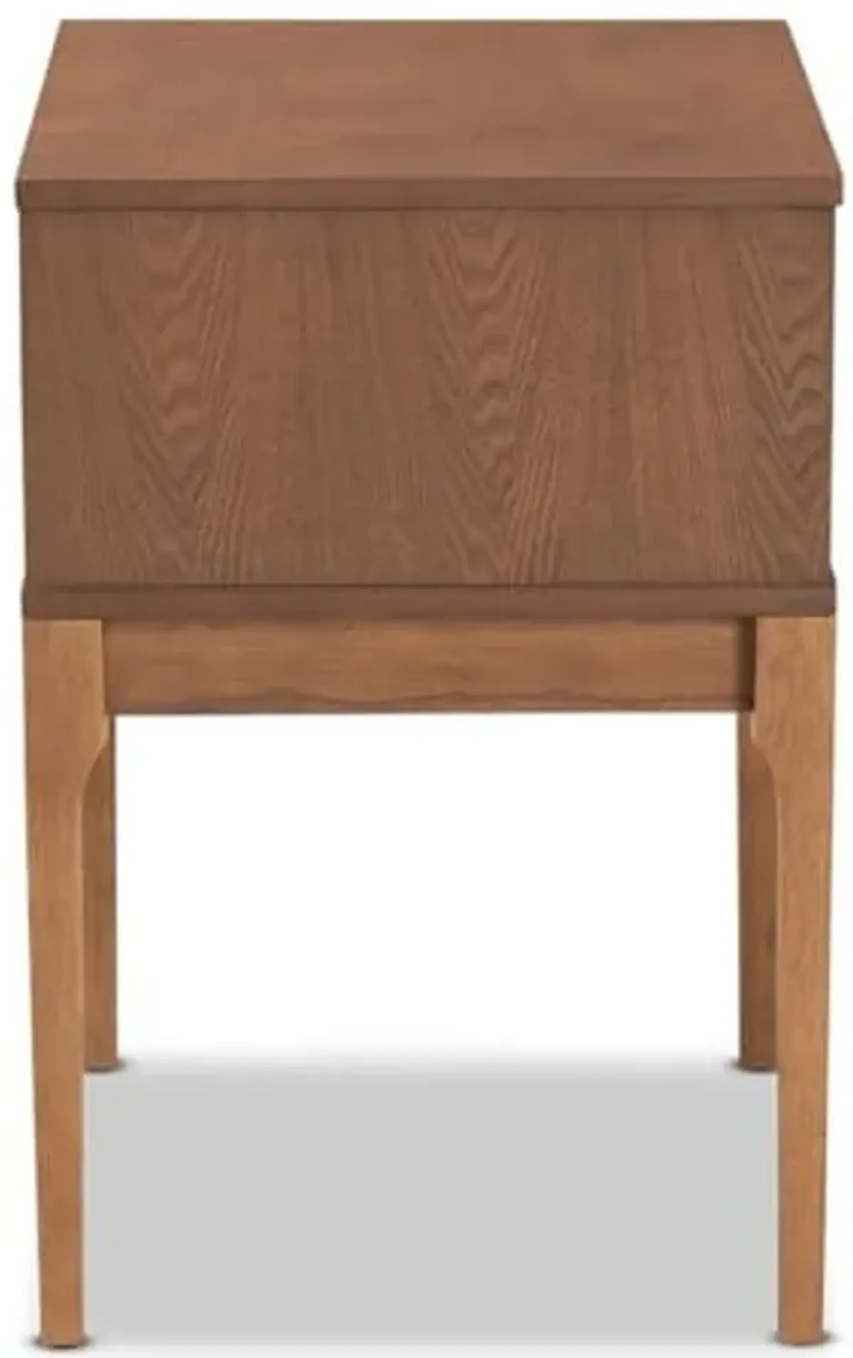 Baxton Studio Ramiel Mid-Century Modern Ash Walnut Finished Wood and Rattan 1-Drawer Nightstand