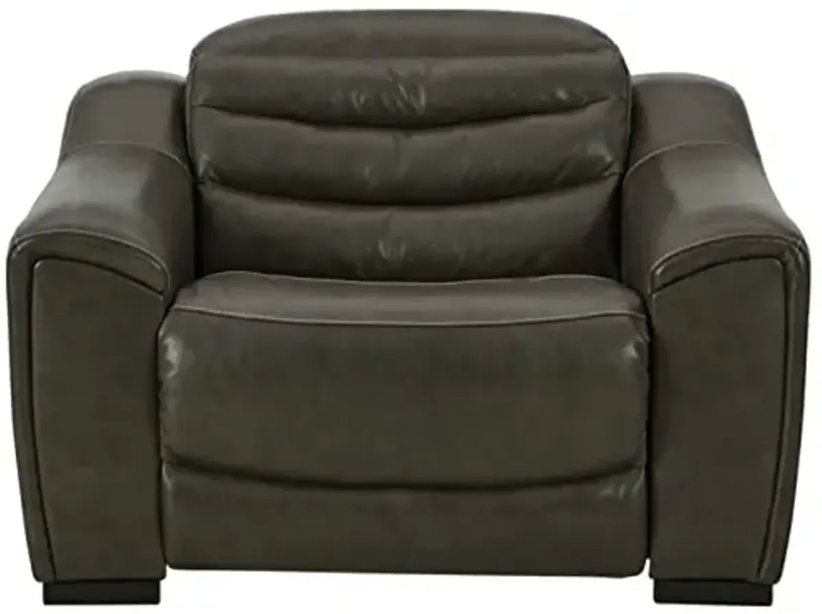 Signature Design by Ashley Center Line Casual Power Recliner with Adjustable Headrest, Dark Gray
