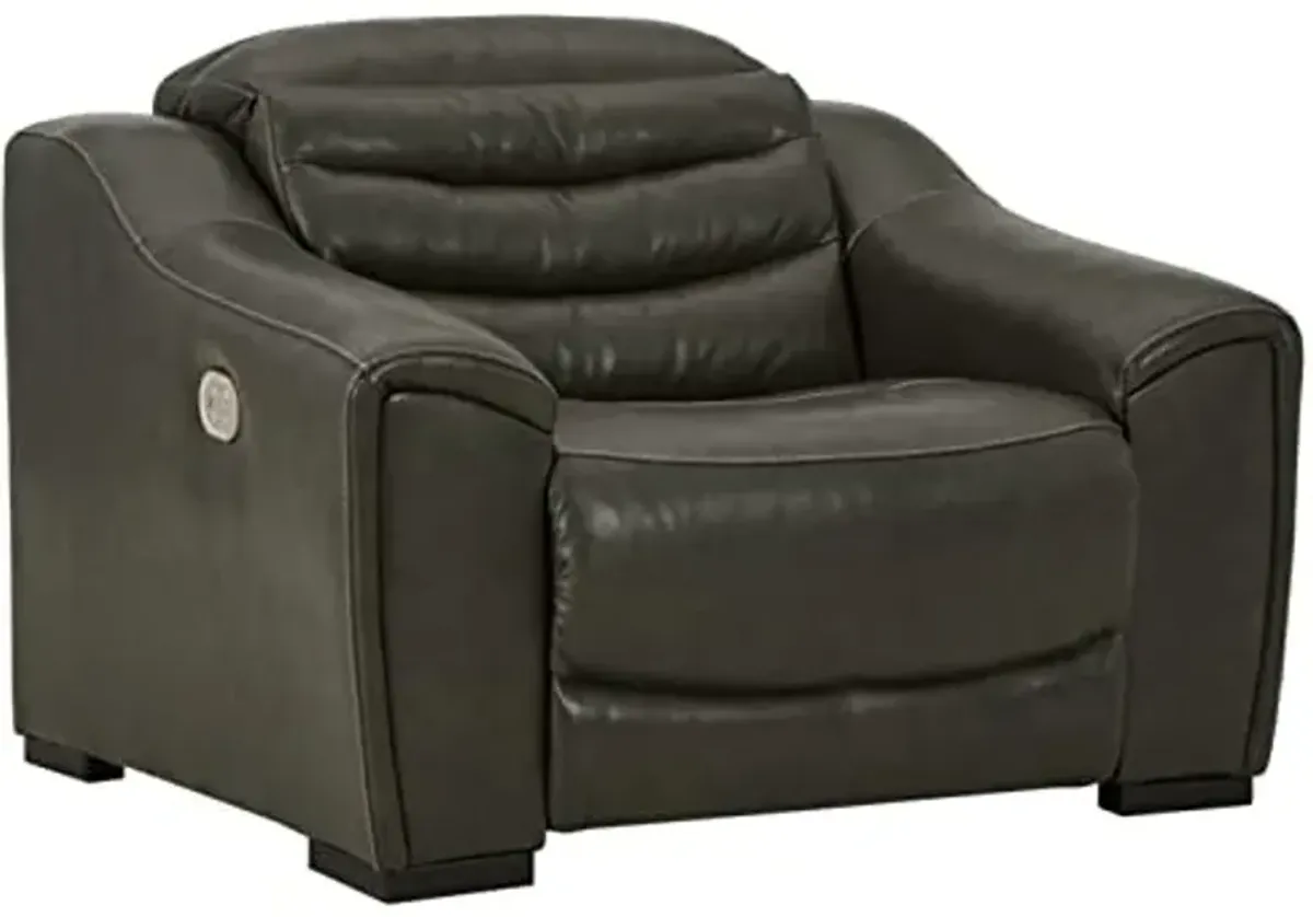 Signature Design by Ashley Center Line Casual Power Recliner with Adjustable Headrest, Dark Gray