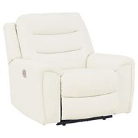 Signature Design by Ashley Warlin Modern Tufted Faux Leather Power Recliner with Adjustable Headrest, White