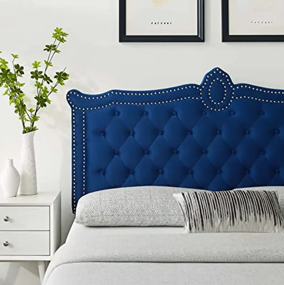 Modway MOD-6323-NAV Louisa Tufted Performance Velvet Twin Headboard, Navy