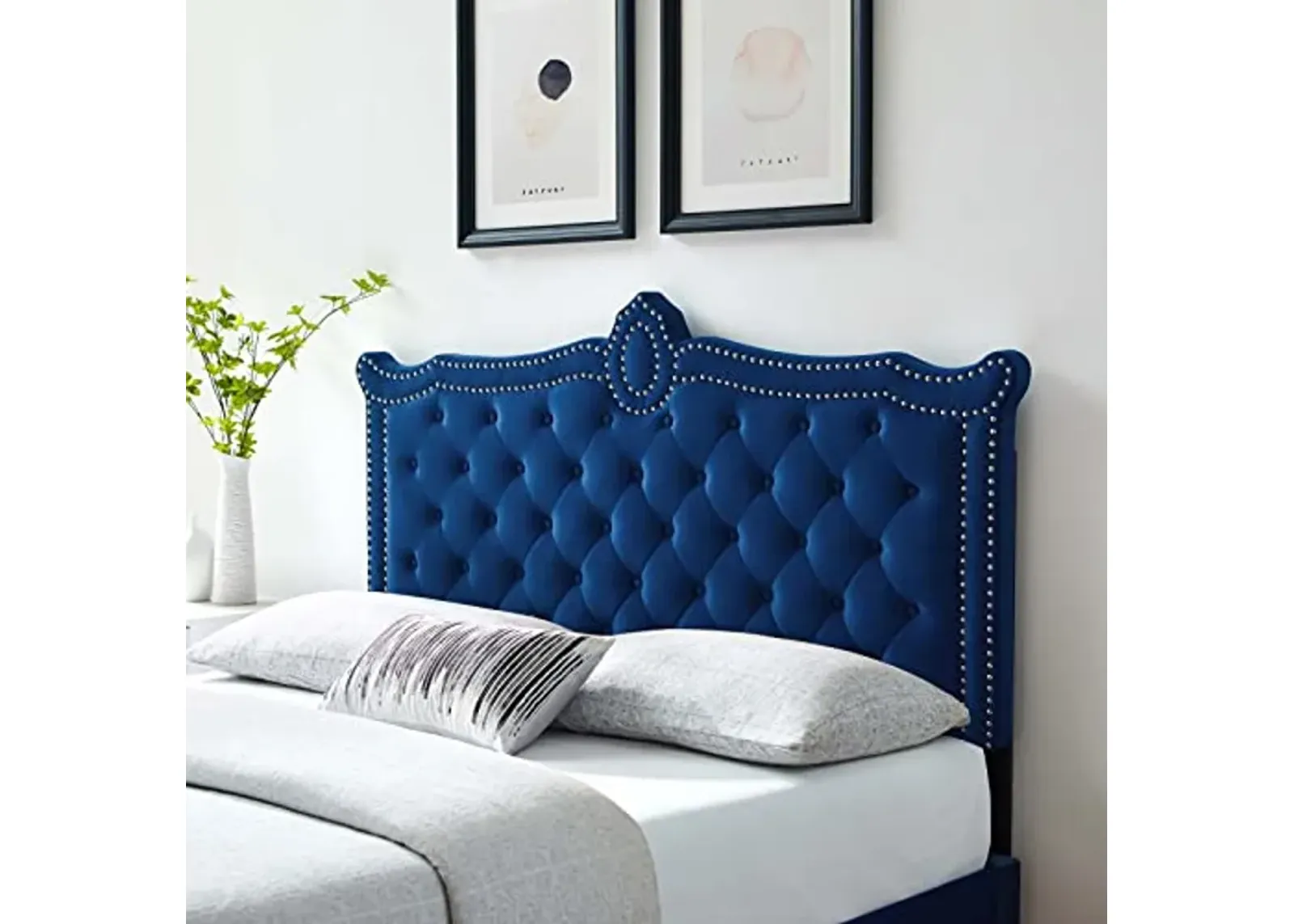 Modway MOD-6323-NAV Louisa Tufted Performance Velvet Twin Headboard, Navy