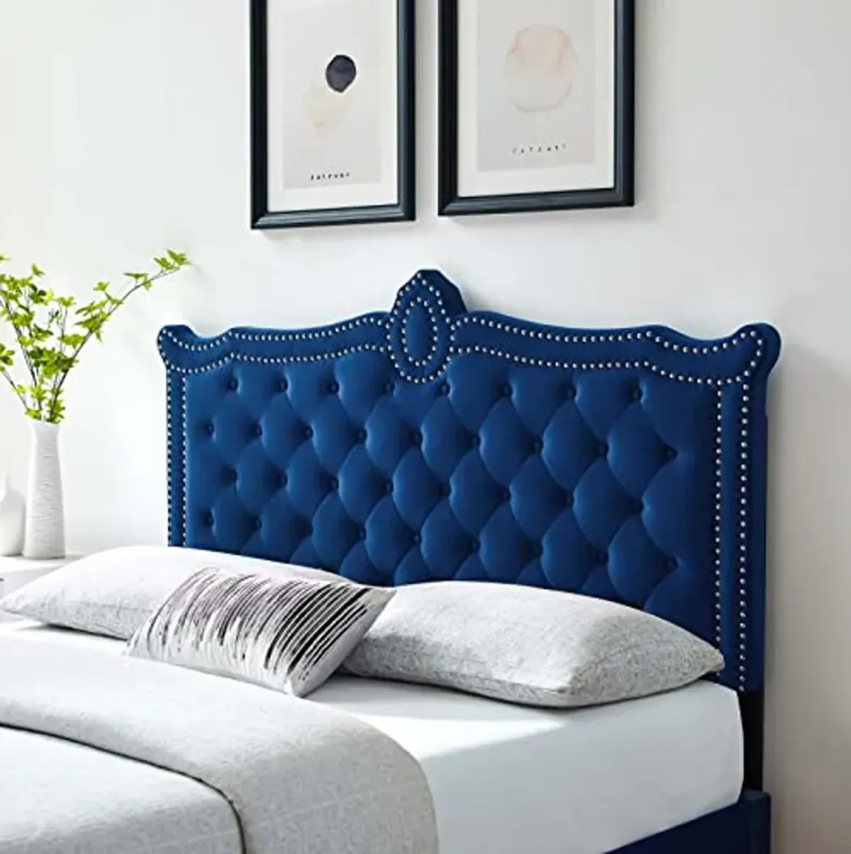 Modway MOD-6323-NAV Louisa Tufted Performance Velvet Twin Headboard, Navy