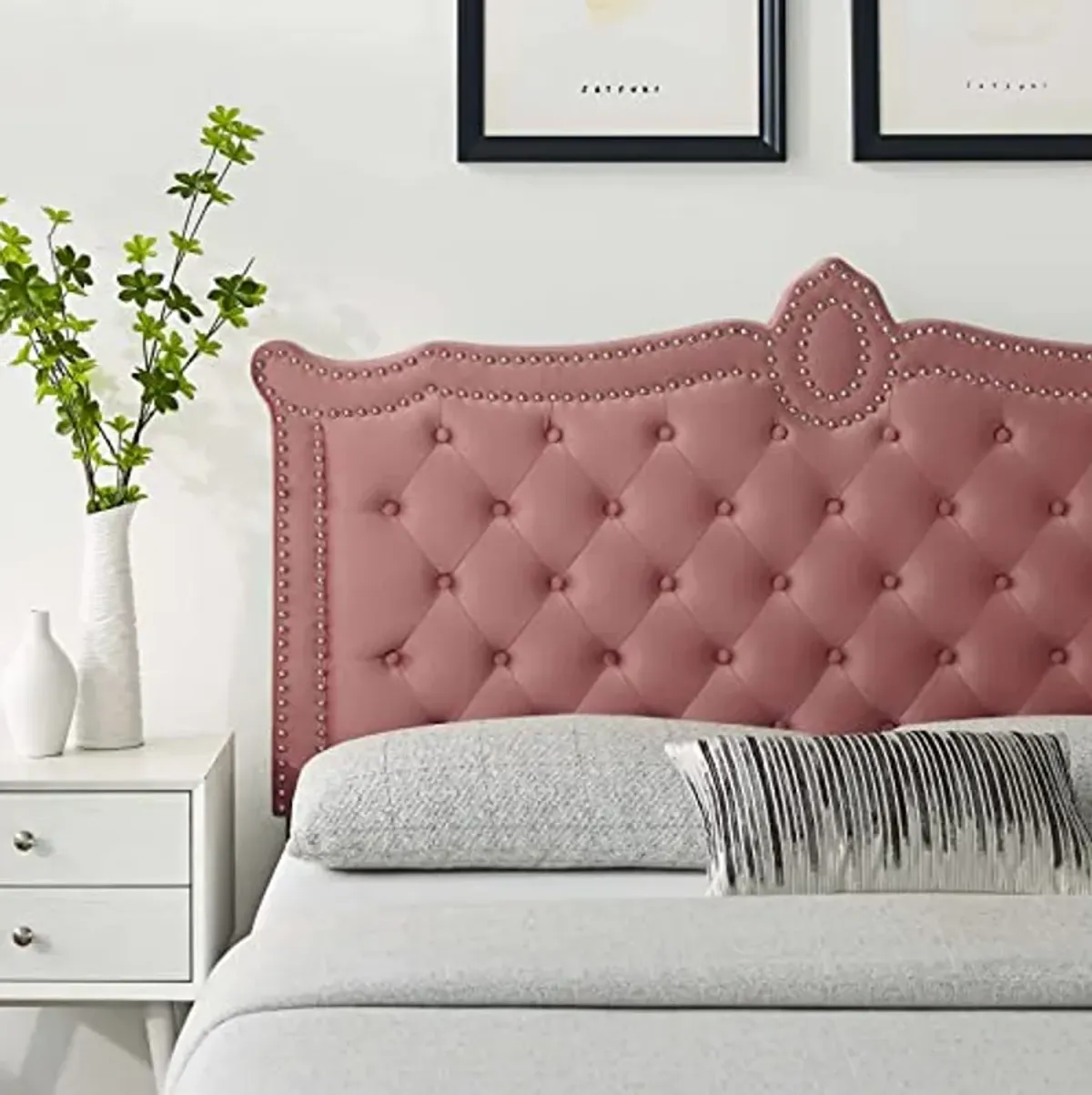 Modway MOD-6325-DUS Louisa Tufted Performance Velvet King/California King Headboard, Dusty Rose