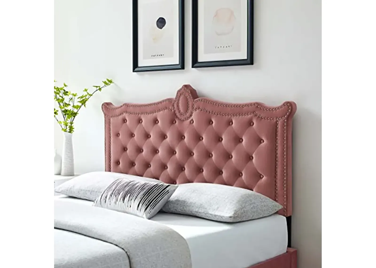 Modway MOD-6325-DUS Louisa Tufted Performance Velvet King/California King Headboard, Dusty Rose