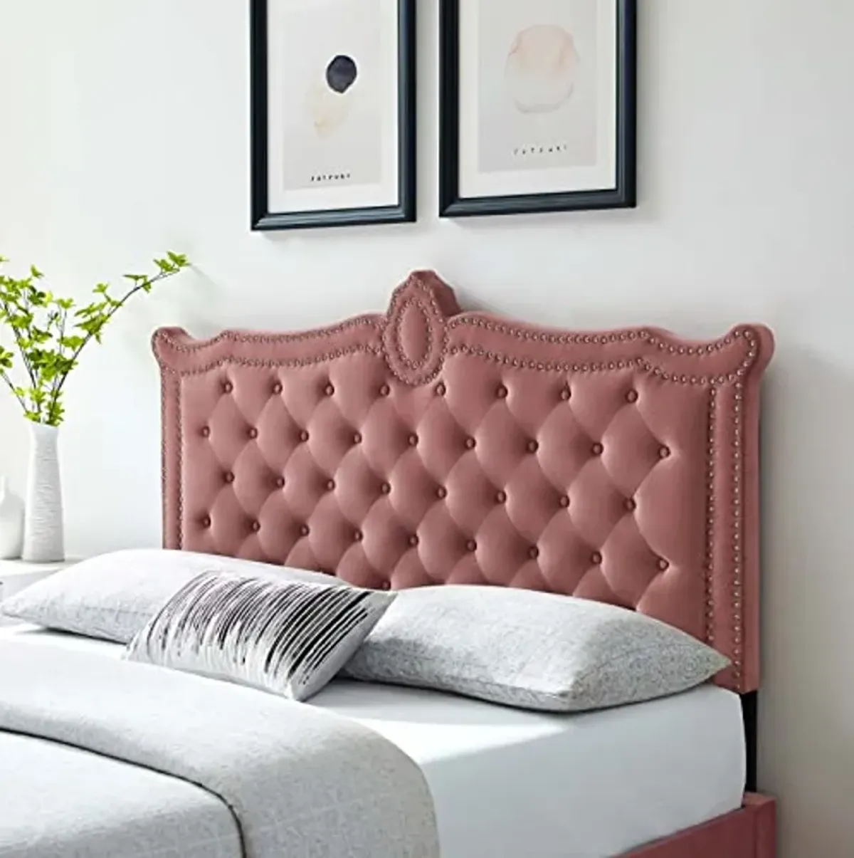 Modway MOD-6325-DUS Louisa Tufted Performance Velvet King/California King Headboard, Dusty Rose