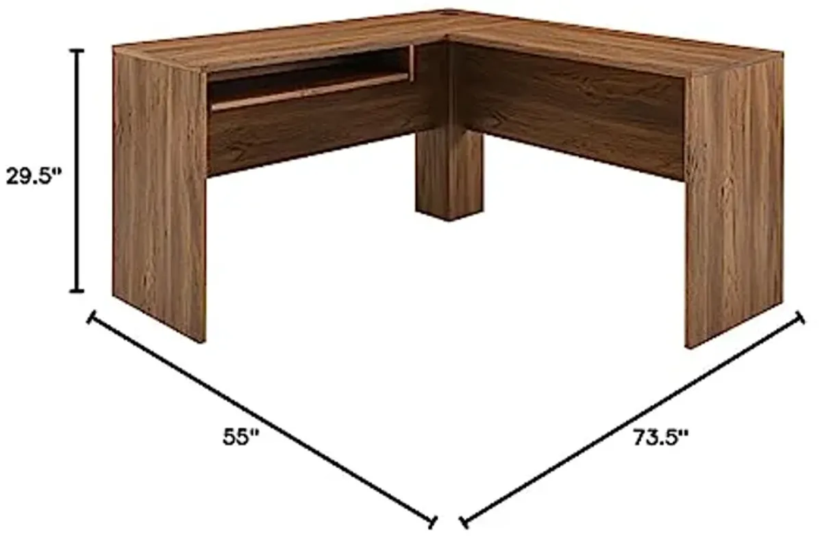 Modway Transmit Mid-Century Modern Office Walnut White, Desk and File Cabinet Set