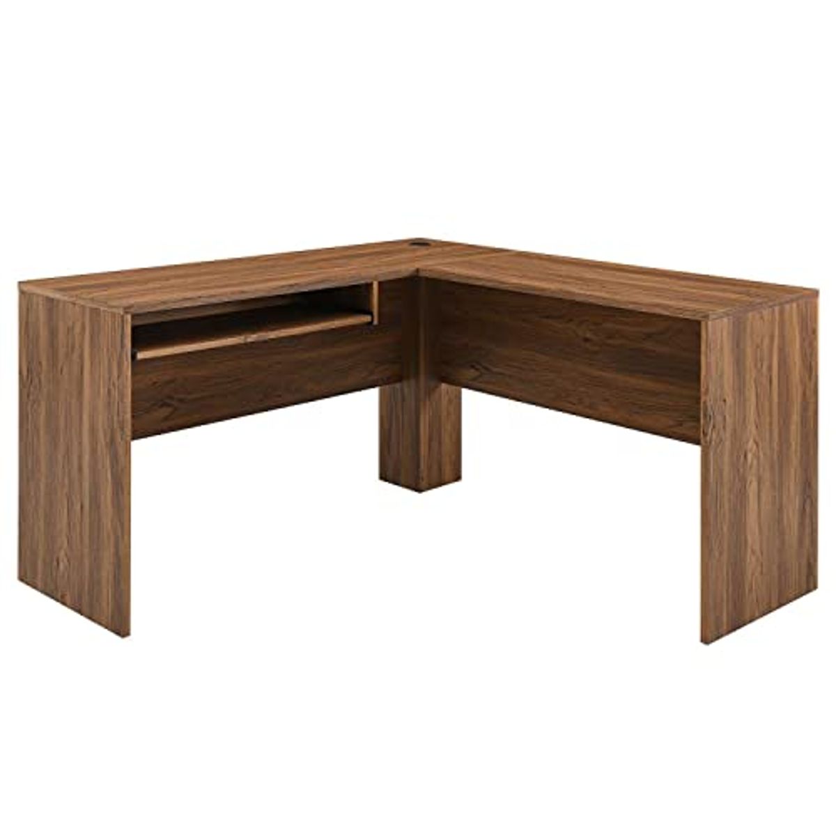 Modway Transmit Mid-Century Modern Office Walnut White, Desk and File Cabinet Set