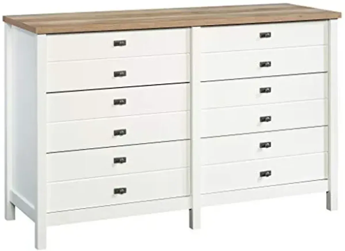 Sauder Cottage Road Dresser (56.77" x 19.29" x 35.35") and 4-Drawer Chest, Soft White Finish