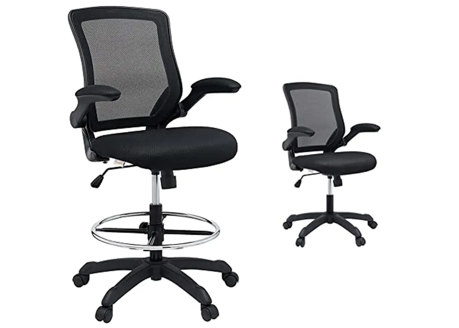 Modway Veer Office Chair and Drafting Chair Bundle in Black