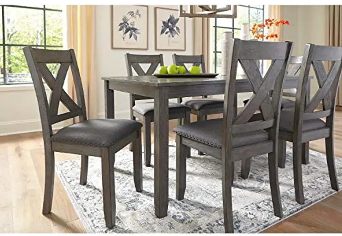 Signature Design by Ashley Caitbrook 7 Piece Rustic Dining Set with Barstools, Gray