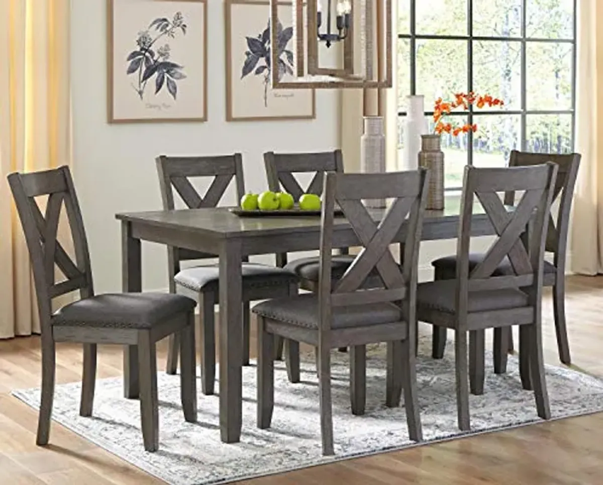 Signature Design by Ashley Caitbrook 7 Piece Rustic Dining Set with Barstools, Gray