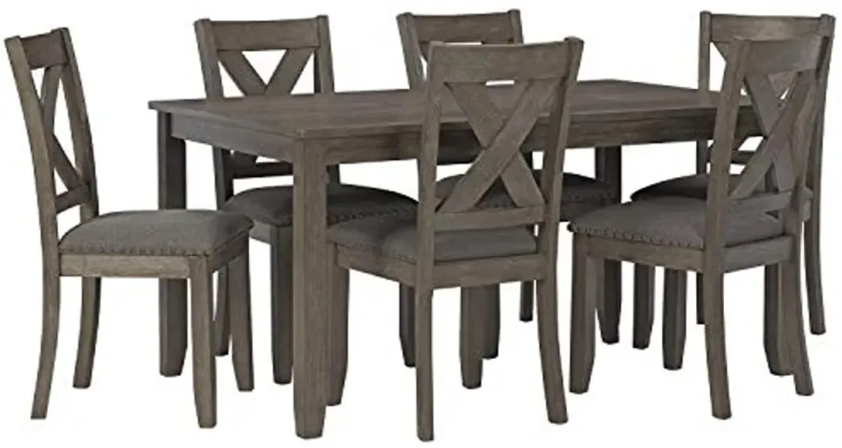 Signature Design by Ashley Caitbrook 7 Piece Rustic Dining Set with Barstools, Gray